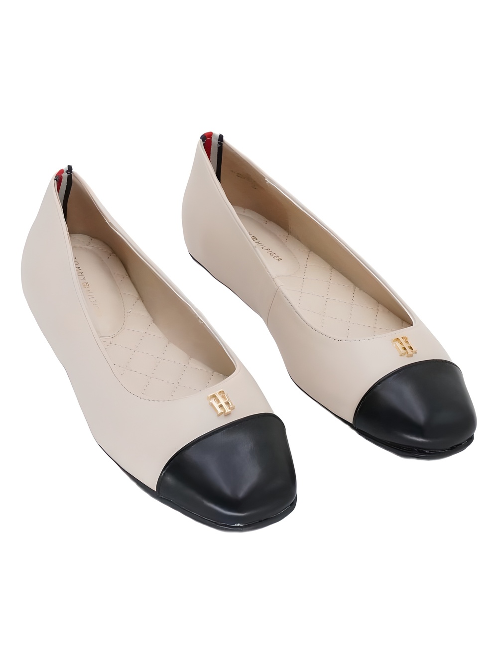 Tommy Hilfiger Bekim C Ivory Black Cap Toe Ballet Flats Size 5M